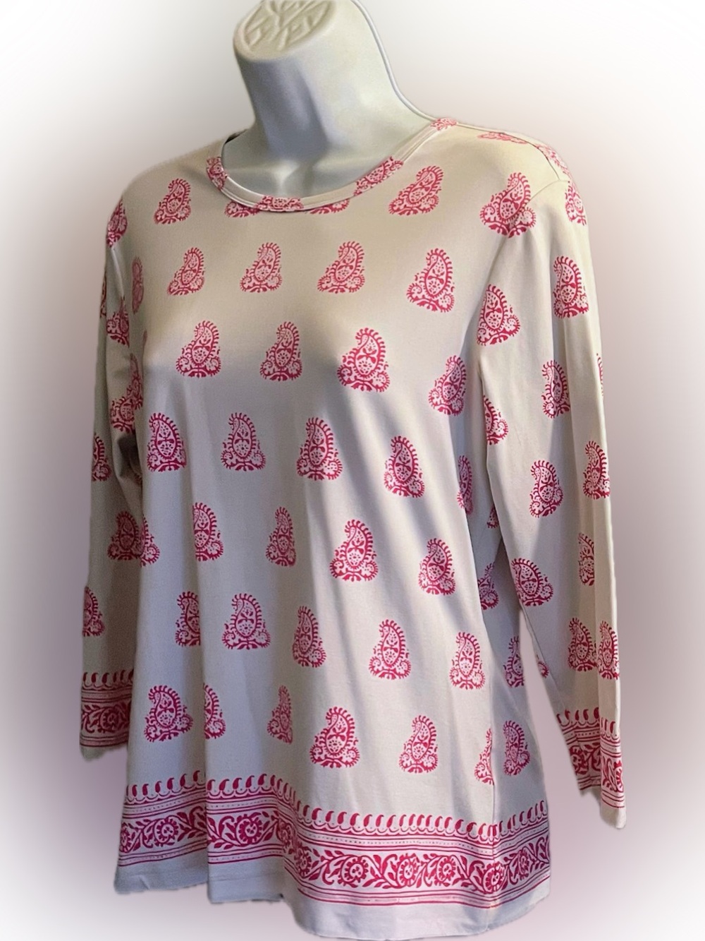 Pink Paisley Print Long Sleeve Top